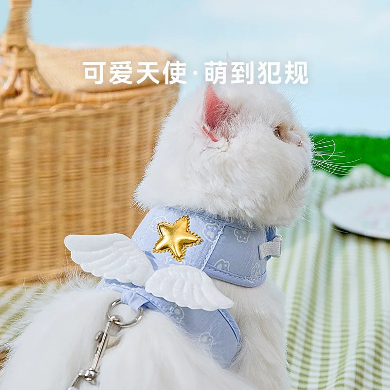 

Cat Traction Rope Cat Vest-style Outing Cat Traction Anti-breakaway Chain Comfortable Cat Chain
