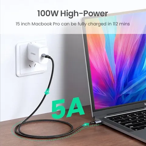 UGREEN 5A Кабель USB Type-C — USB C 100W Быстрая Зарядка Для Samsung Galaxy Z Fold S21 MacBook Pro — Кабель Для Быстрой Зарядки