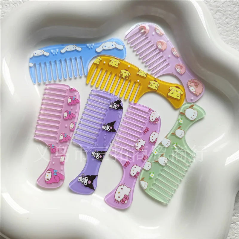 

6 см Sanrio маленькая расческа Hello Kitty Kuromi Cinnamoroll Kawaii Аниме Кукла девочка сердце Милая портативная фотография детский подарок девочка
