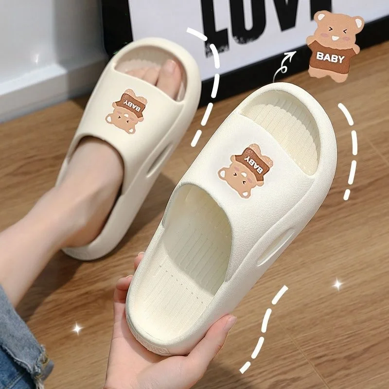 

Сланцы женские на плоской подошве, милые летние туфли на платформе, повседневные модные тапочки с аниме, Симпатичные домашние Нескользящие,...