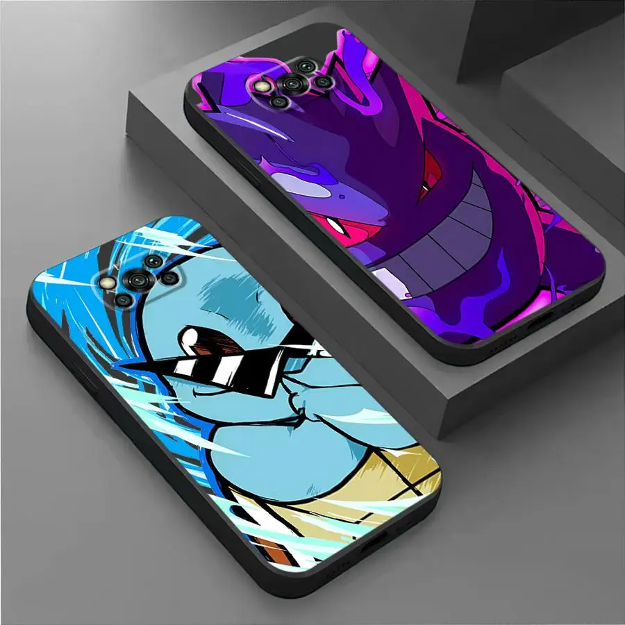 Luxury P-okemon Phone Case for Poco M5 X4 GT M3 F1 X3 NFC C40 M4 Pro 5G F5 C50 C51 C61 Black Soft Cover