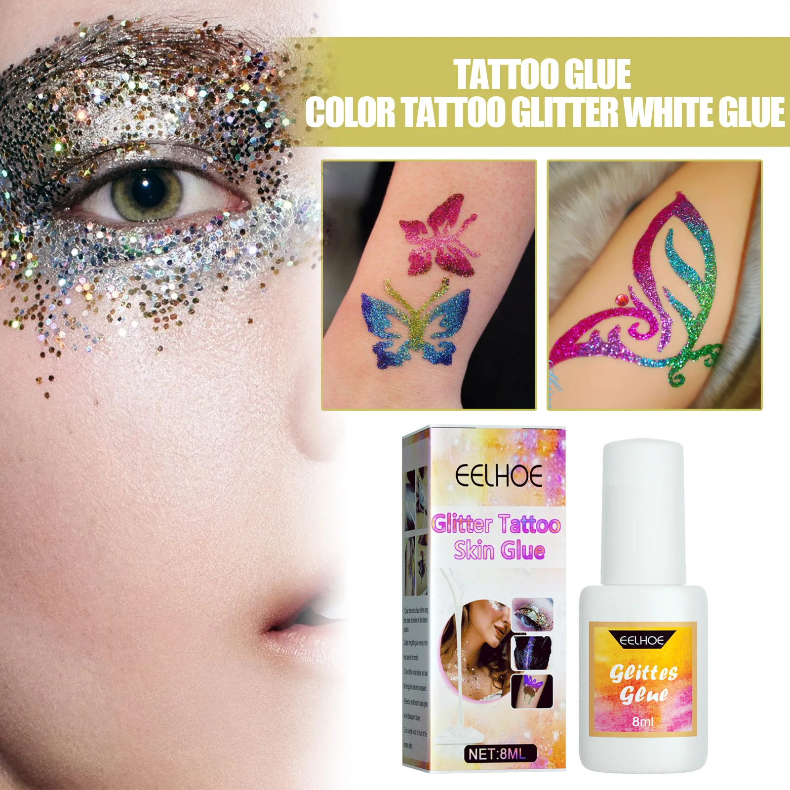 Flash tattoo skin gel eye makeup color painting tattoo face body skin flash tattoo skin gel tattoo supplies temporary tatoo