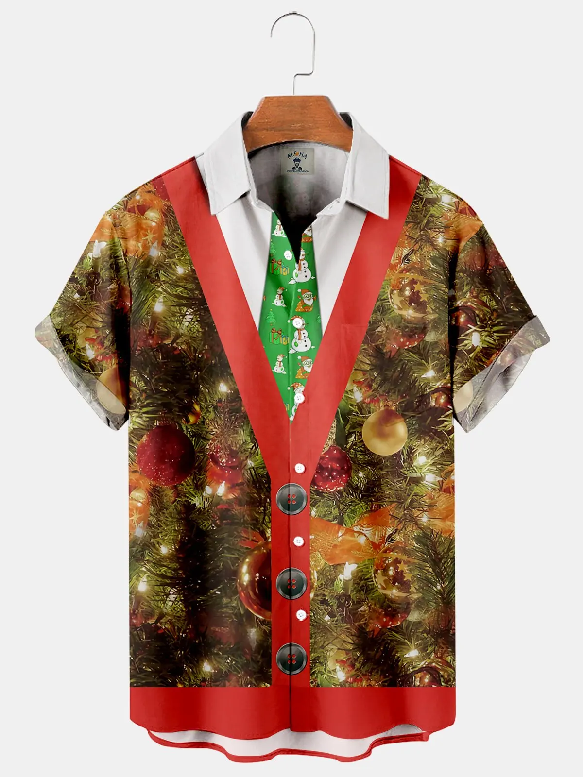 

Molilulu Christmas Casual Loose Men's Plus Size Short-Sleeved Shirt