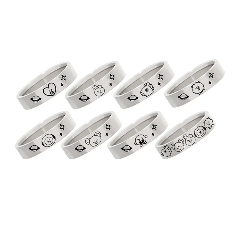 

Kawaii Bt21 аниме пуленепробиваемое кольцо мальчик девочка ювелирные изделия Kpop Мальчики животные милое Q версия кольцо подарок на день рождени...