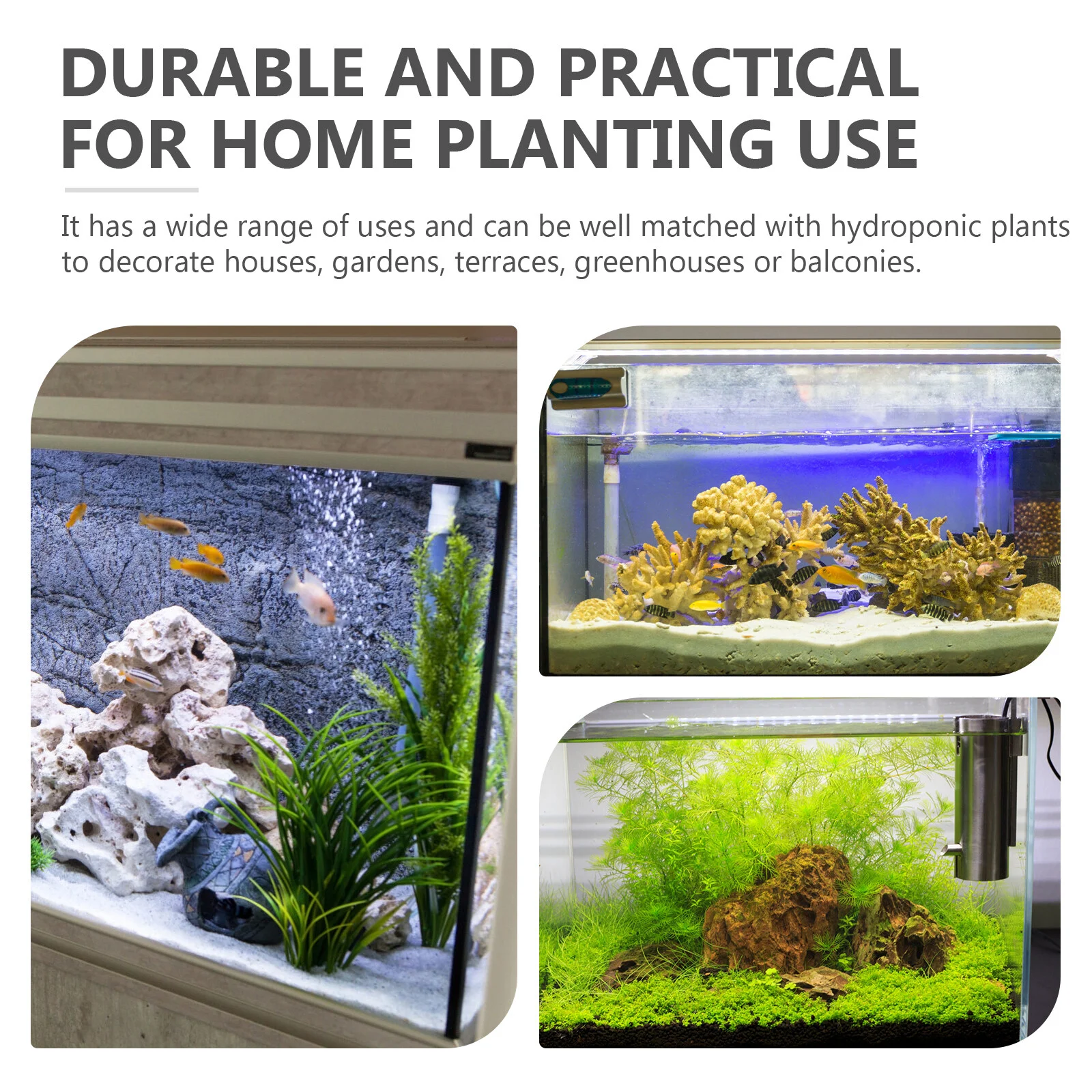 

3 Pcs Aquarium Stand Hanging Holder Aquatic Pot Flower Tank Storage Bucket