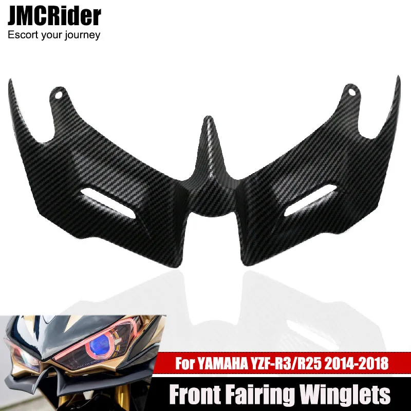 

Motorcycle Front Aerodynamic Fairing Winglets Carbon Fiber Cover Protection Guard For YAMAHA YZF-R3/R25 YZF R3 R25 2014 - 2018