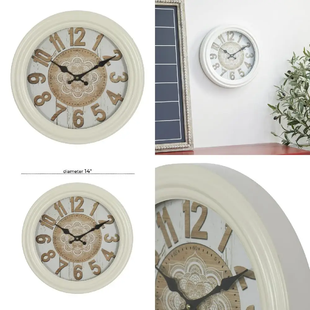 

Fashionable Antique-Inspired White Metal Fluted Frame Wall Clock with Roman Numerals & Accurate Quartz Movement for Stylish Home