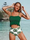 Женский купальник-бикини CUPSHE, Раздельный купальник-танкини с рюшами и высокой талией, 2023