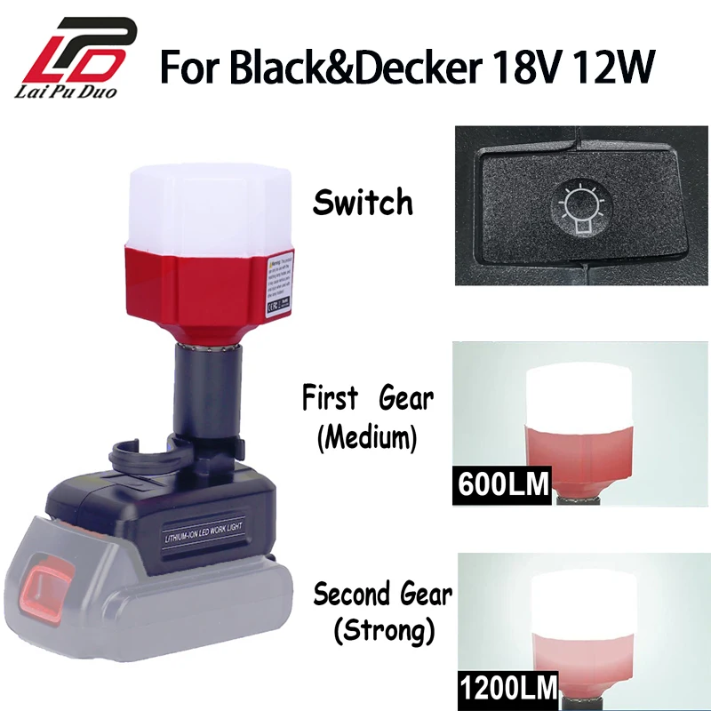 

12W E27 Desktop Light for Black&Decker 18V LB20 LCS120 BL2018 Lithium Battery Portable Lamp Suitable Indoor Work Outdoor Camping