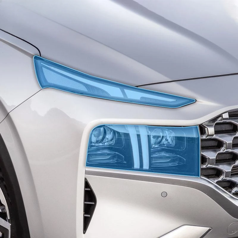 Untuk Hyundai Santa Fe 2020-2023 Lampu Depan Eksterior Mobil Anti-Gores Film Pelindung TPU Antigores Aksesori Perbaikan