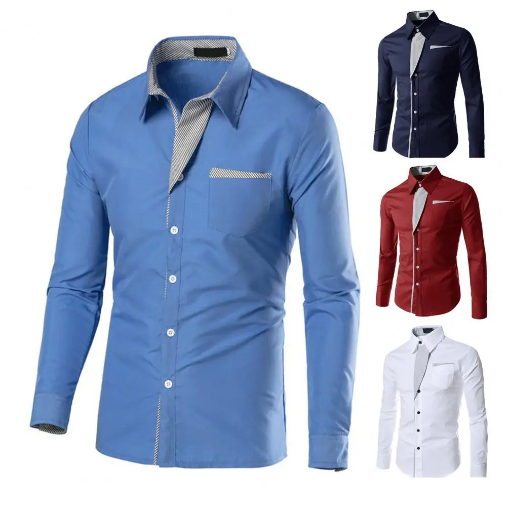 

Men Fall Top Button Formal Thermal Striped Autumn Shirt Autumn Shirt for Work