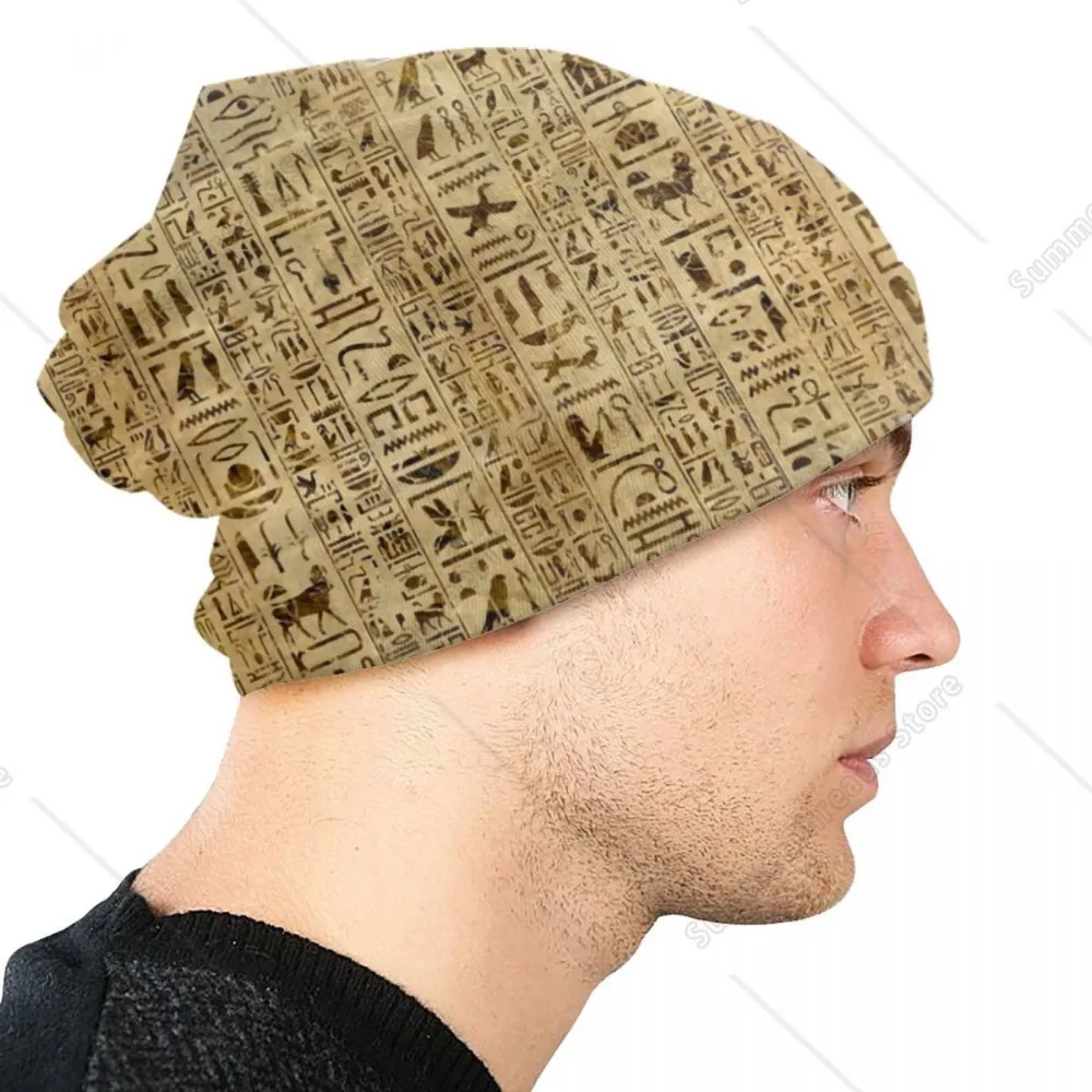 Египетские иероглифы на папирусе шляпа вязаные шапки для мужчин и женщин крутые