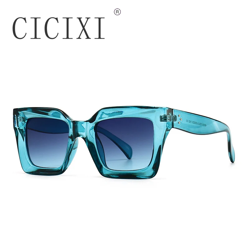 

CICIXI Retro Square Women Sunglasses Fashion Transparent Blue Jelly Brand Designer Sun Glasses Men Shades UV400 Nails Eyewear