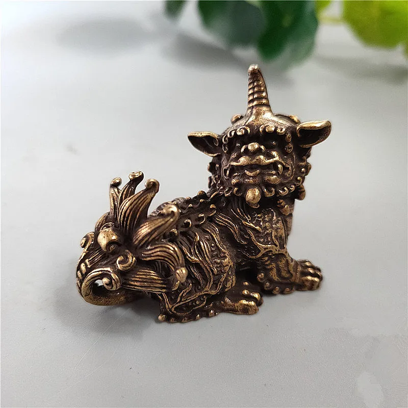 

5X2.8X3.4cm Ancient Animal Half Handmade Retro Fengshui Copper Auspicious Teapot Home/Office Desk Putting Decorate Ornaments