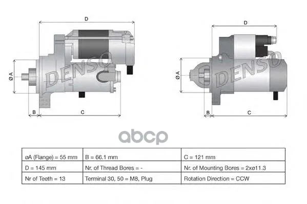 Стартер Toyota Camry/Harrier/Kluger/Rav4 5sfe/1mz/2az 12в 1 4квт 13 Зубьев Denso арт. DSN929| |