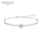 Браслет SOKOLOV из серебра с топазом, Серебро, 925, Браслеты на руку, Оригинальная продукция