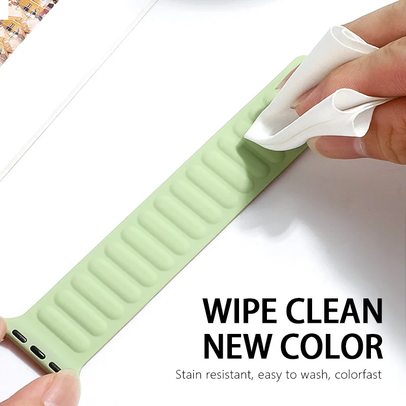 Silicone Link Strap Magnetic Loop for Apple Watch Band 45mm 44mm 40mm 49mm IWatch Series 8 7 6 SE 5 4 3 Sport Bracelet 42mm 41mm