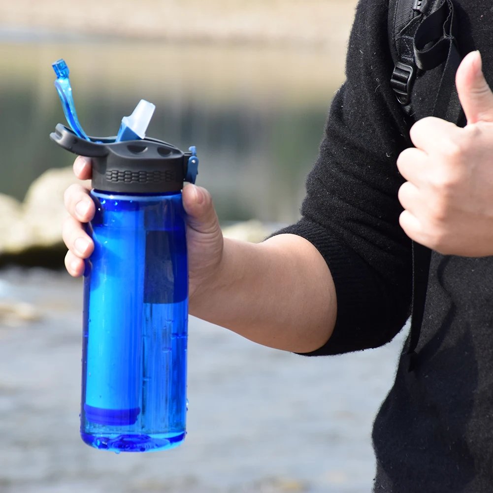 

Water Kettle 650ml Leak-Proof Shaker Bottle with Filter Personal Water Purifier Outdoor Fitness Gym Training Sports Bottles