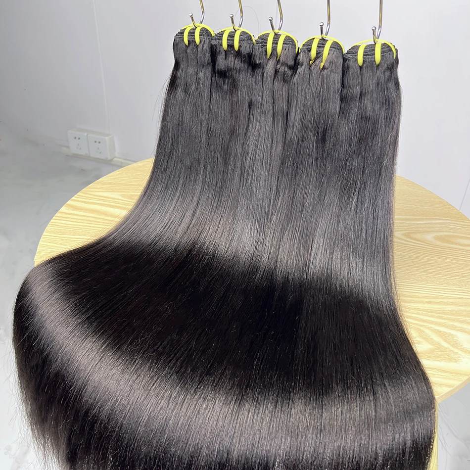 Yaki Straight Bundles 100% Real Human Hair Double Weft Natural Black Color Vietnamese Raw Virgin Human Hair Weaving Extensions