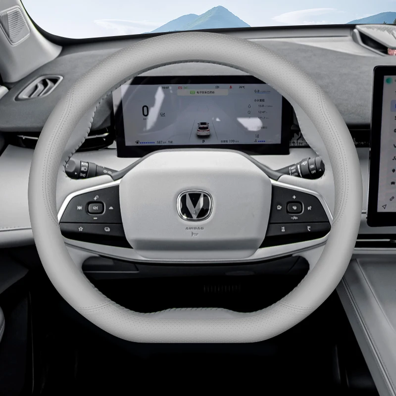 Фото Кожаный чехол на руль автомобиля для Changan UNI-T UNI-Z UNI T Z X7 CS75 Plus 2024 2025 2026, аксессуары №4