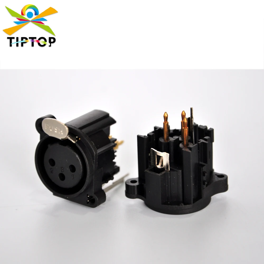 

DMX512 IN OUT Socket 3PIN XLR Позолоченный разъем, прямые ножки XLR, коннектор, металлический замок с защелкой