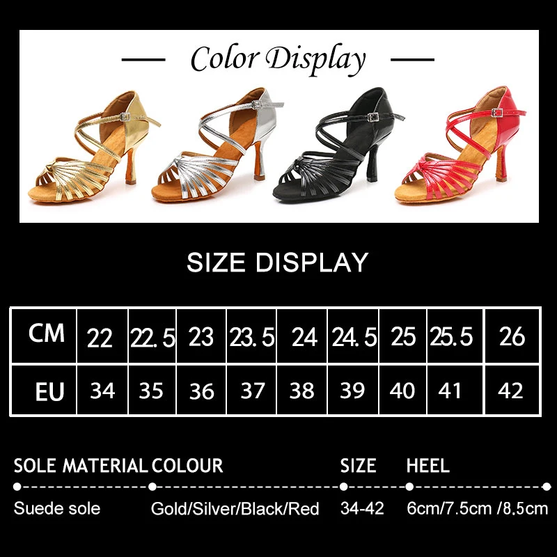 SWDZM Women Latin Dance Shoes Ballroom Salsa Dancing Shoes For Ladies Girls Soft bottom Tango Party Shoes High Heel Sandals