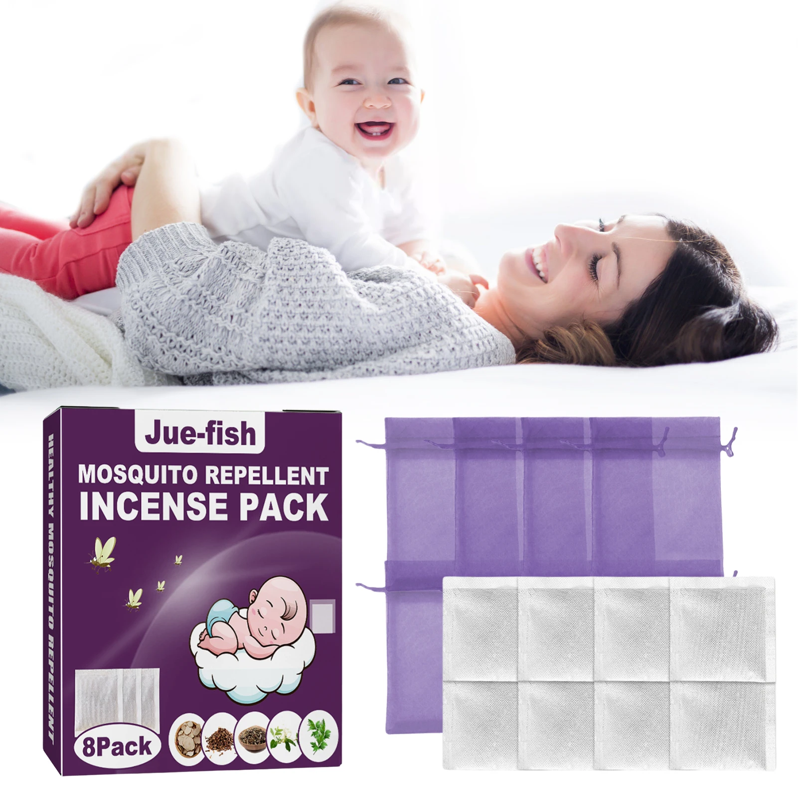 

8Pcs Mosquitoes Control Pouches Portable Scent Bag Natural Ingredients Incense Bag Long-lasting Protection Prevent Mosquitoes