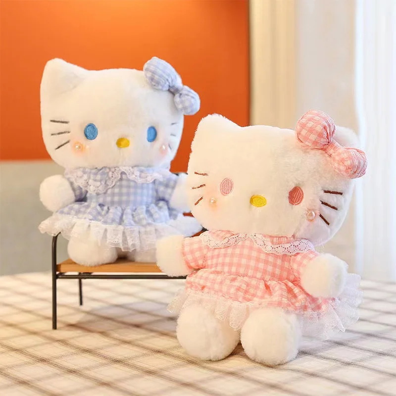 

Милые Мультяшные плюшевые куклы Hello Kitty Sanrio, 25 см, Pusheen, кошки, аниме плюшевые игрушки для девочек, подарок на день рождения