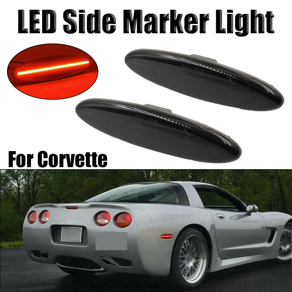 

For Chevrolet Corvette C5 1997-2004 Sequential Red LED Rear Side Marker Lights 16523536, 16524722 Car Accessories