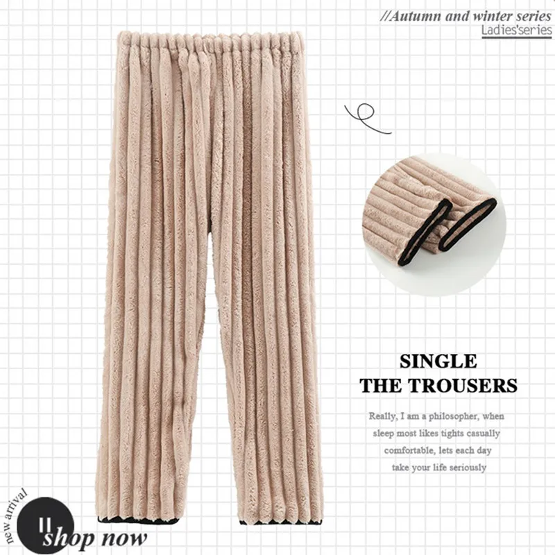 

Women's Pajamas Trousers Autumn Winter Flannel Leisure Thickened Pant Loose Warm Sleepwear Household Pants Pantalones De Mujer