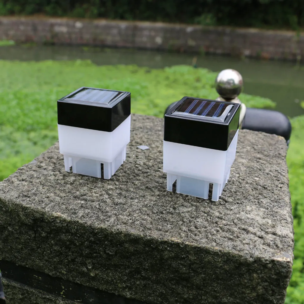 

Pillar Light Outdoor Solar Rectangular Landscape Lamp Night Landscaping Lighting Decoration Cordless Warm Yellow Light