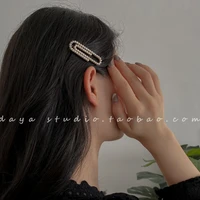 korean geometric pearl hair clips pin for women vintage side clip barrettes fashion headwear girls hairpins hair accessories new