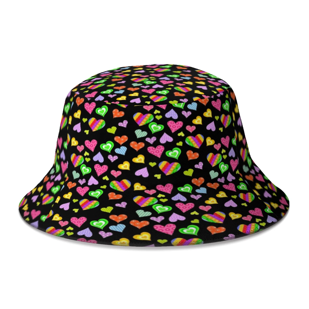 

Панама в стиле унисекс для ЛГБТ, модная шляпа с радужным сердцем для мужчин и женщин, осенняя уличная дорожная Солнцезащитная