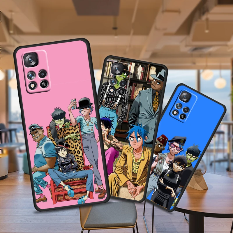 

Anime Cool Band Gorillaz For Xiaomi Redmi Note 11 10T 5G 9T 9S 8T 7 6 Pro Max Plus 5A 4 Soft Black Phone Silicone Cover