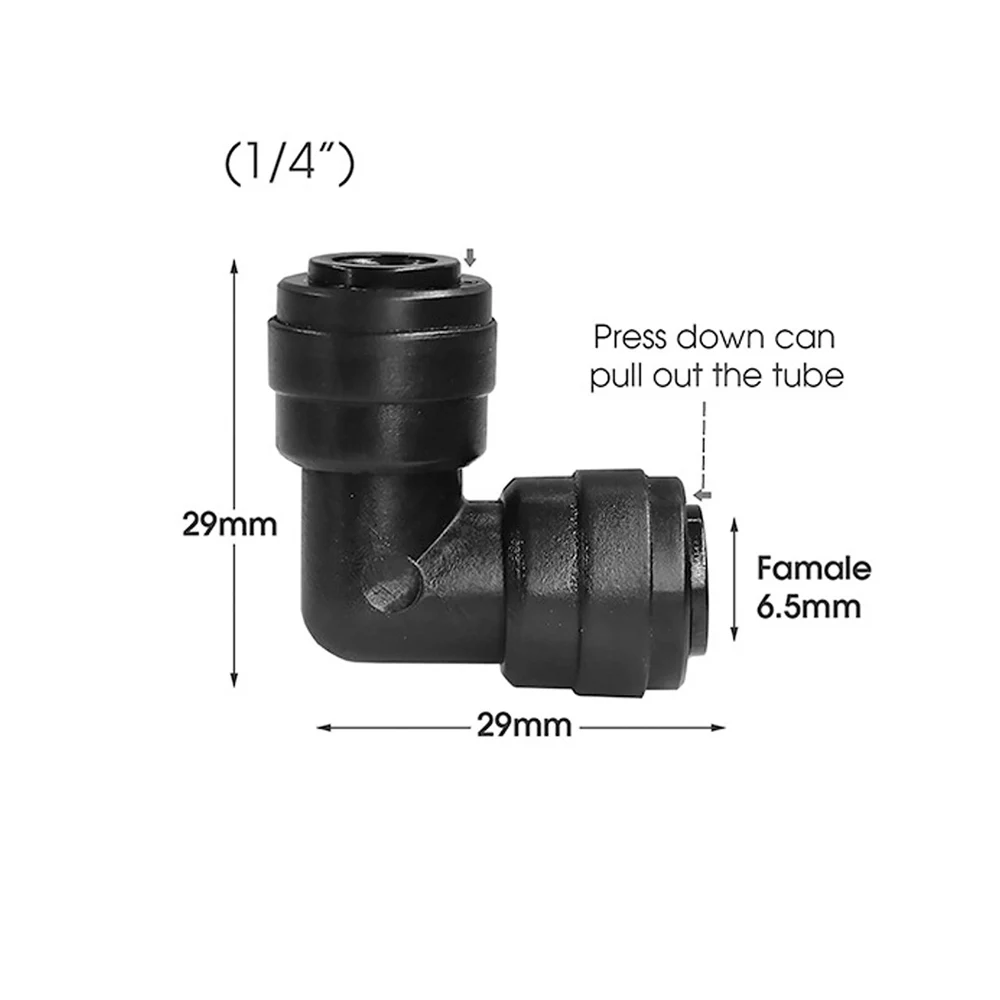 Черный пластиковый соединитель для воды 1/4 дюйма