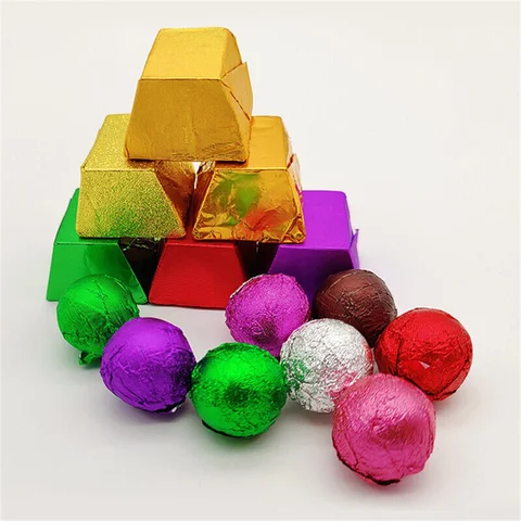 Алюминиевые обертки для конфет 100 шт., 8x8 см, разноцветные