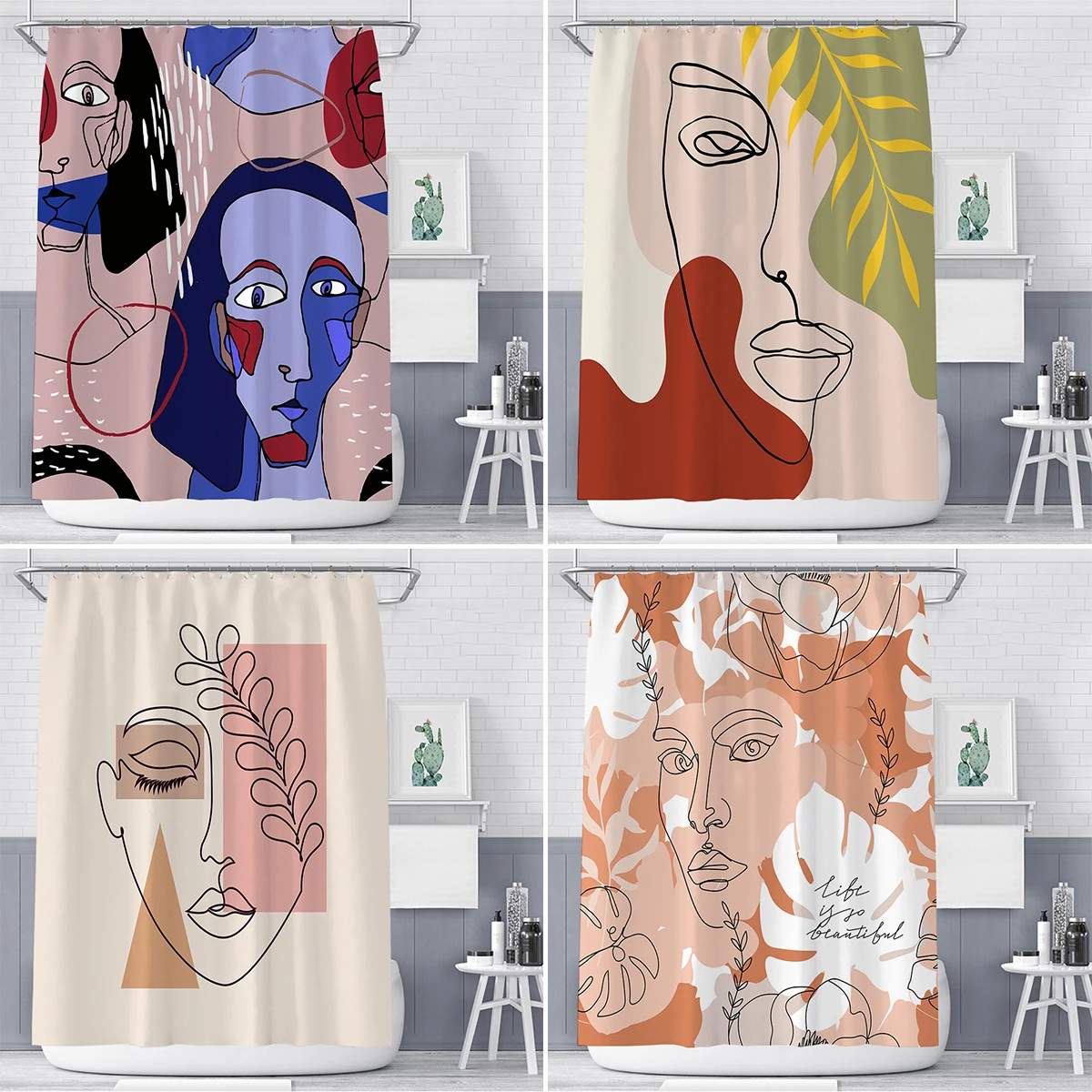 

Northern Europe INS Shower Curtains Fashion Girl Printed Bathroom Curtains Waterproof Fabric With Hooks Blackout Shower Curtain