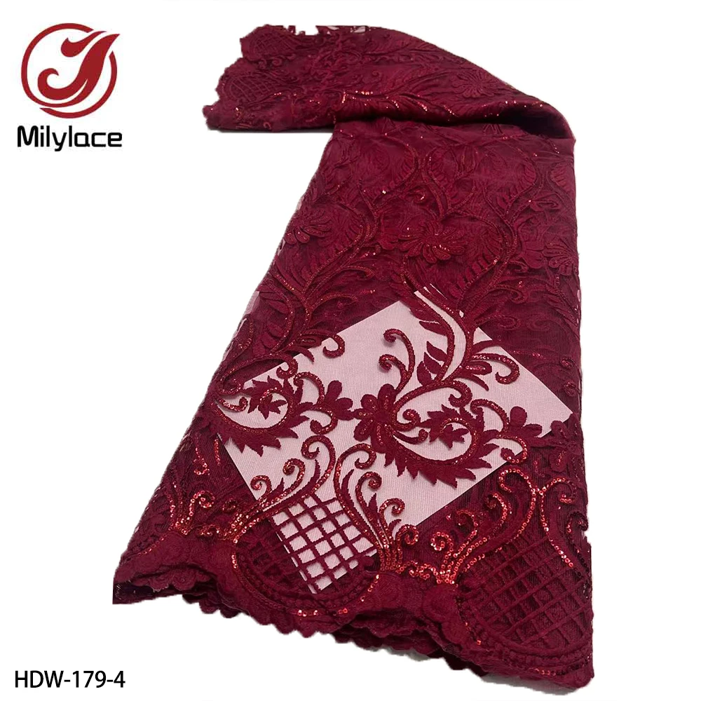 

Nigerian Lace Fabric 2022 Latest High Quality Fabric Embroidered Tulle Lace Fabric for Dress african fabric Lace HDW-179