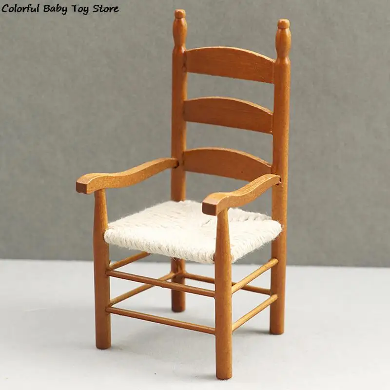 

1:12 миниатюрный деревянный стул для кукольного домика, аксессуары для кукольного домика, декоративные игрушки