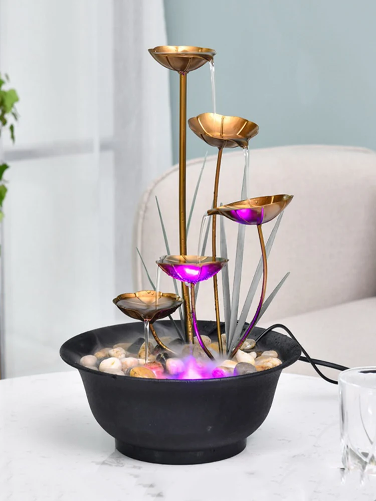 

Tabletop Waterfall Fountain Rockery Flowing Water Ornament Fortune Feng Shui Crafts Office Desktop Home Decoration Accessories
