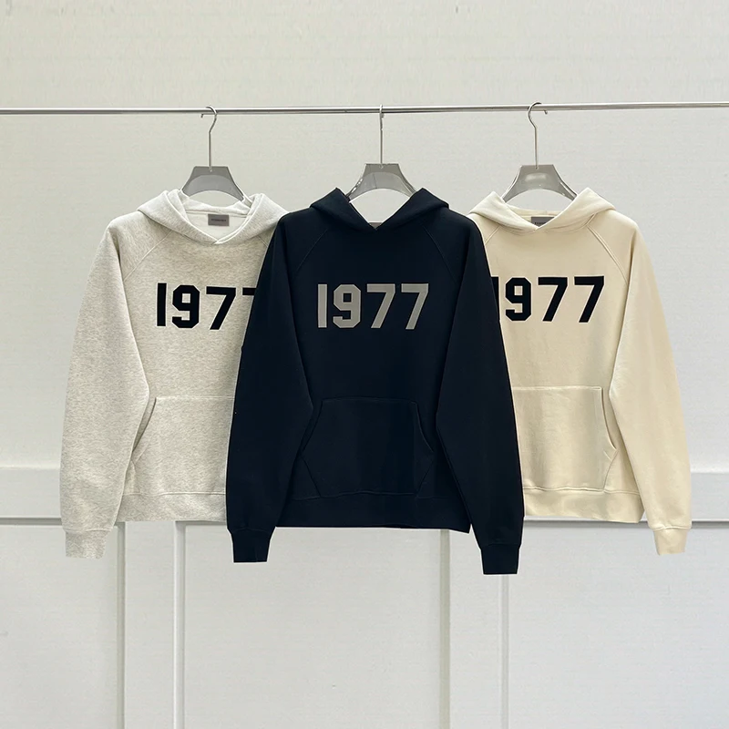

New Men's Fashion Essentials Hoodies Flocking letter Logo 100% Cotton Hoodie Hip hop Loose Unisex High Quality Sweatshirt