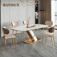 Light Luxury Slate Dining Table Rectangular Bright Household 6 People Small Apartment Modern Simple High-end Kitchen Table