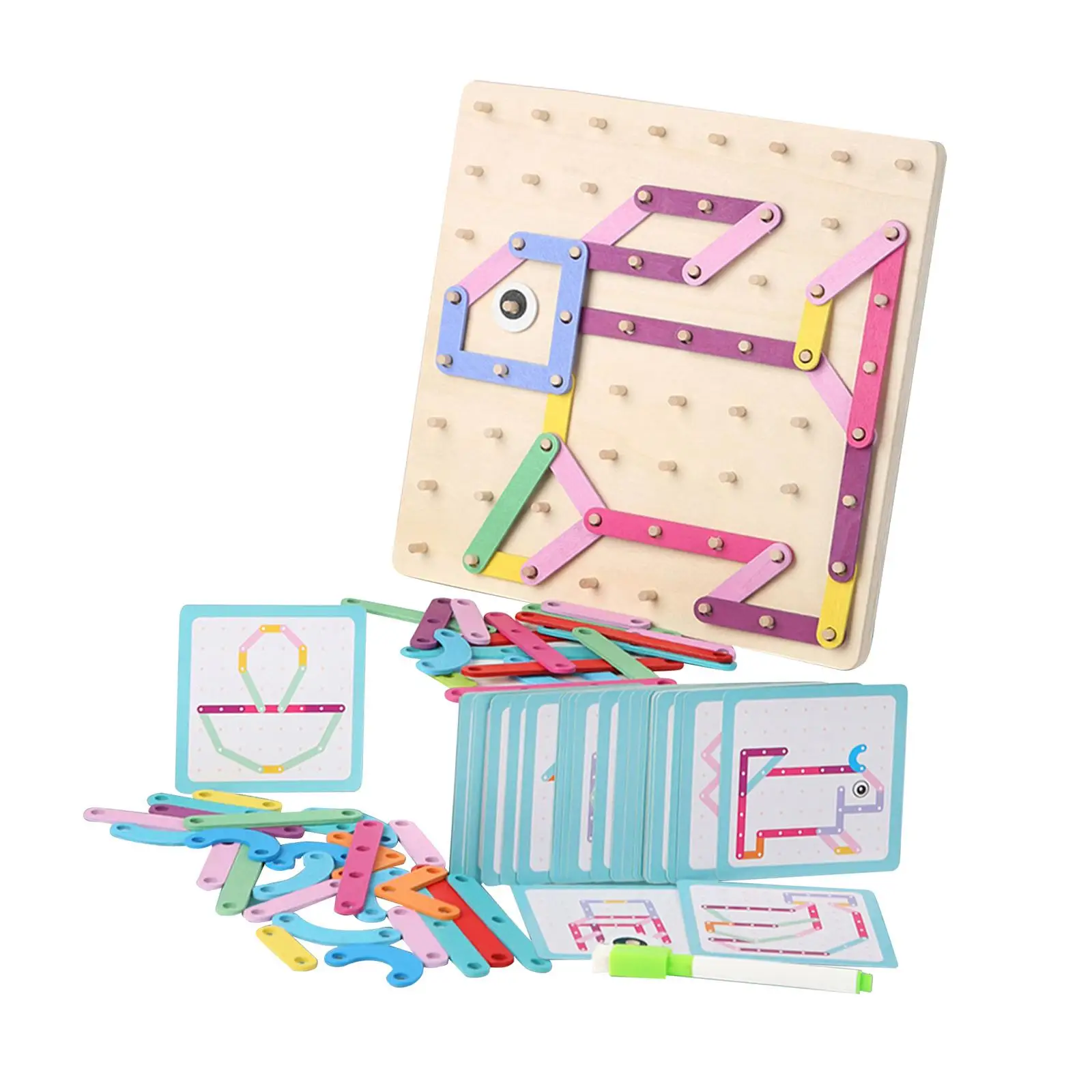 

Creative Wooden Pegboard Toy Set Array Block Pegboard Board for Kids