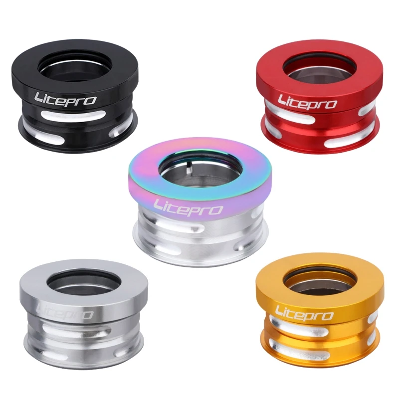 

1 Piece Folding Bike Aluminum Alloy Headset Steering Column 44mm Steering Series Durable Bearing Ultra Light