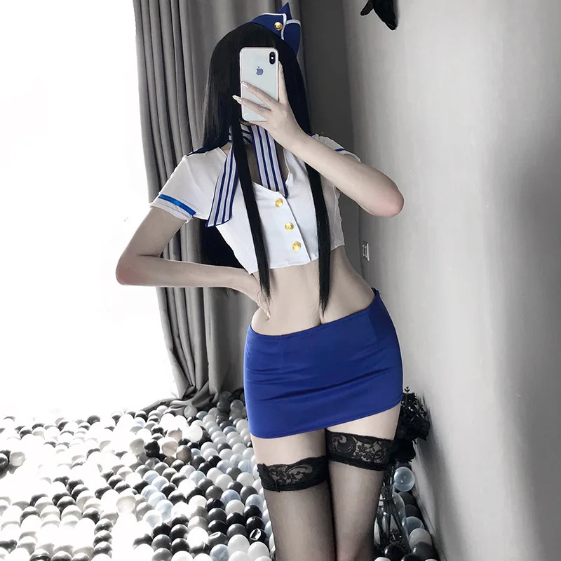 

Sexy Beauty Style Sexy Lingerie Sexy Sailor Policewoman Stewardess Uniform Temptation Cosplay Suit Bodysuit European Clothing