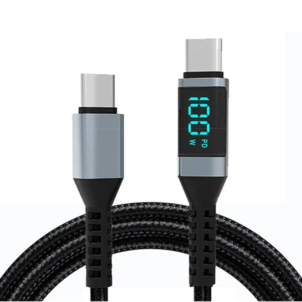 

LED Display 100W USB Type C To USB C Cable For iPhone 15 iPad Samsung PD Fast Charging Charger 5A E-Marker USB C Cord 2m
