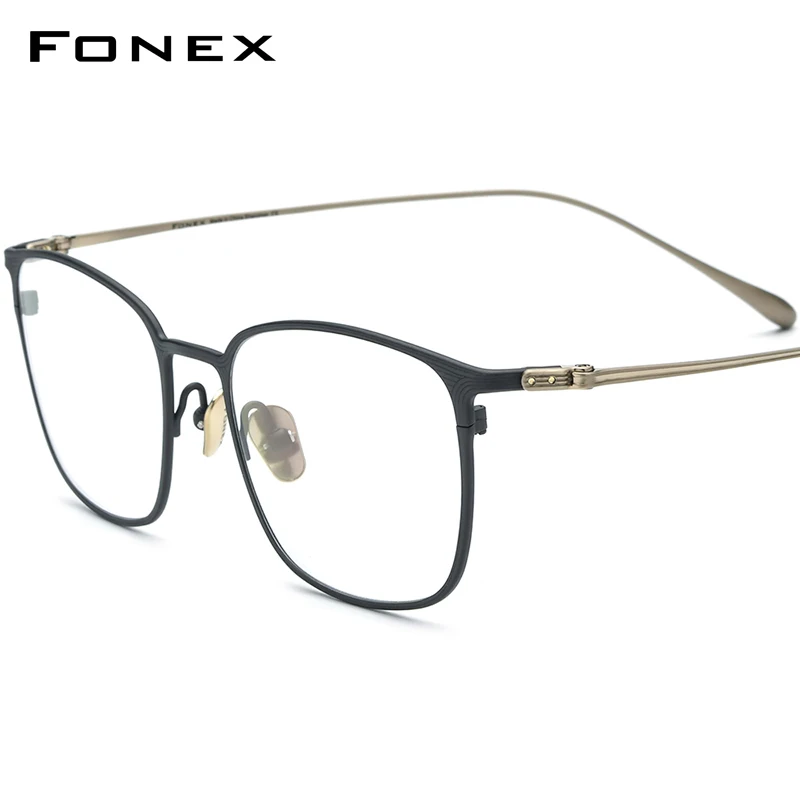 FONEX Pure Titanium Glasses Men Retro Square Prescription Eyeglasses Men's Ultra Light Myopia Optical Eyewear F85753