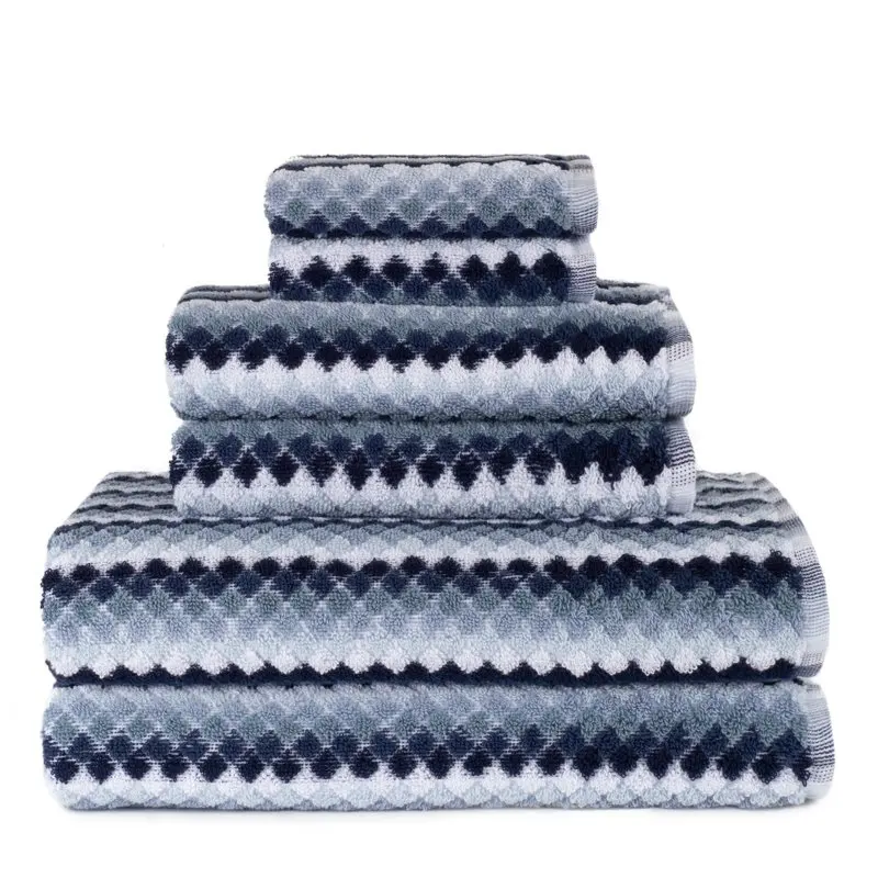 

Central Park Studio Monetta Textured Stripe 6 Piece Bath Towel Set in Ensign Blue