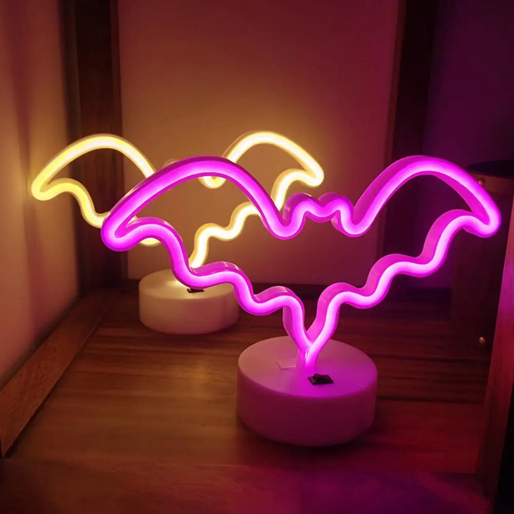 

LED Neon Light Creative Shape USB/Battery Operated Flicker Free Halloween Bat Neon Sign Lamp Desktop Ornament