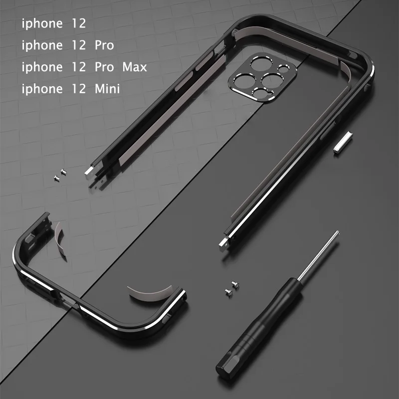 

Aurora Dual Color Border Aluminum Metal Bumper Case For iPhone12 iPhone 12 Pro Max Mini Cover Case Carmera+Frame Protector